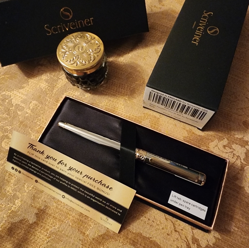Scriveiner Chrome Fountain Pen - Medium Nib